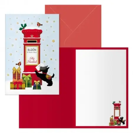 Dohe Buzon Pack de 6 Tarjetas de Felicitacion Navideña con Sobre - Tamaño Cerrada 11.5x17cm, Abierta 23x17cm - Papel Offset - Im