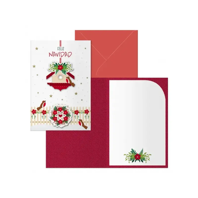 Dohe Bird House Pack de 6 Tarjetas de Felicitacion Navideña con Sobre - Tamaño Cerrada 11.5x17cm, Abierta 23x17cm - Papel Offset