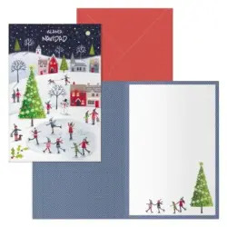 Dohe Ice Rink Pack de 6 Tarjetas de Felicitacion Navideña con Sobre - Tamaño Cerrada 11.5x17cm, Abierta 23x17cm - Papel Offset -