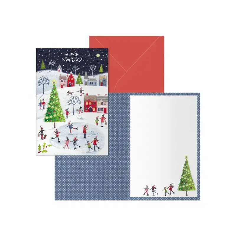 Dohe Ice Rink Pack de 6 Tarjetas de Felicitacion Navideña con Sobre - Tamaño Cerrada 11.5x17cm, Abierta 23x17cm - Papel Offset -