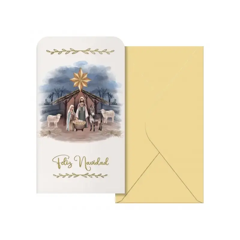 Dohe Maria Pack de 6 Tarjetas/Billeteros de Felicitacion Navideña con Sobre - Tamaño 9x16cm - Papel Offset - Impresas a todo Col