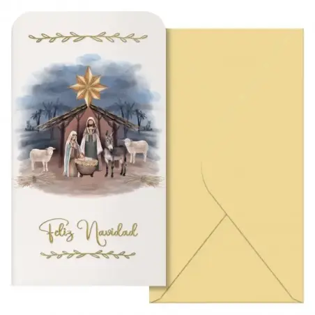 Dohe Maria Pack de 6 Tarjetas/Billeteros de Felicitacion Navideña con Sobre - Tamaño 9x16cm - Papel Offset - Impresas a todo Col