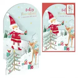 Dohe Santa en la Nieve Pack de 6 Tarjetas Desplegables de Felicitacion Navideña con Sobre - Impresas a todo Color | Ahorro Impri
