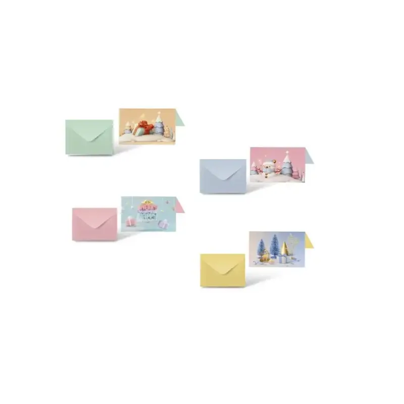 Bismark Pack de 24 Tarjetas de Felicitacion Navideña con Sobre Pastel - Tamaño Tarjeta 12.5x17.5cm - Diseños Variados Pastel | A