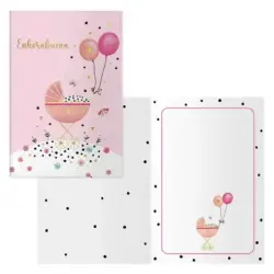 Dohe Cochecito Pack de 6 Tarjetas de Felicitacion para Nacimientos - 11.5x17cm - Impresas a Todo Color - Estampaciones con Pelic