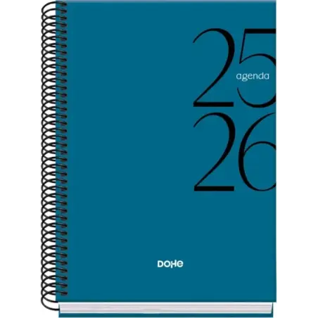 Dohe System Agenda Escolar 25/26 Espiral A5 - Semana Vista - Papel 70g/m2 - Cubierta de Carton Plastificado - Color Azul | Ahorr