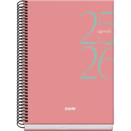 Dohe System Agenda Escolar 25/26 Espiral A5 - Semana Vista - Papel 70g/m2 - Cubierta de Carton Plastificado - Color Rosa | Ahorr