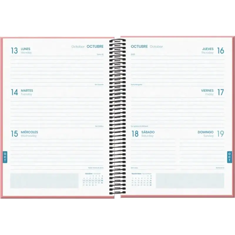 Dohe System Agenda Escolar 25/26 Espiral A5 - Semana Vista - Papel 70g/m2 - Cubierta de Carton Plastificado - Color Rosa | Ahorr