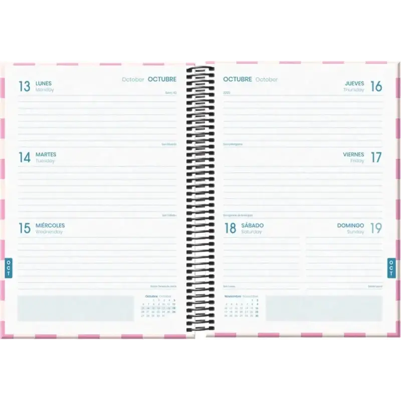 Dohe Cherry Agenda Escolar 25/26 Espiral A5 - Semana Vista - Papel 70g/m2 - 4 Hojas de Pegatinas - Cubierta de Carton Plastifica