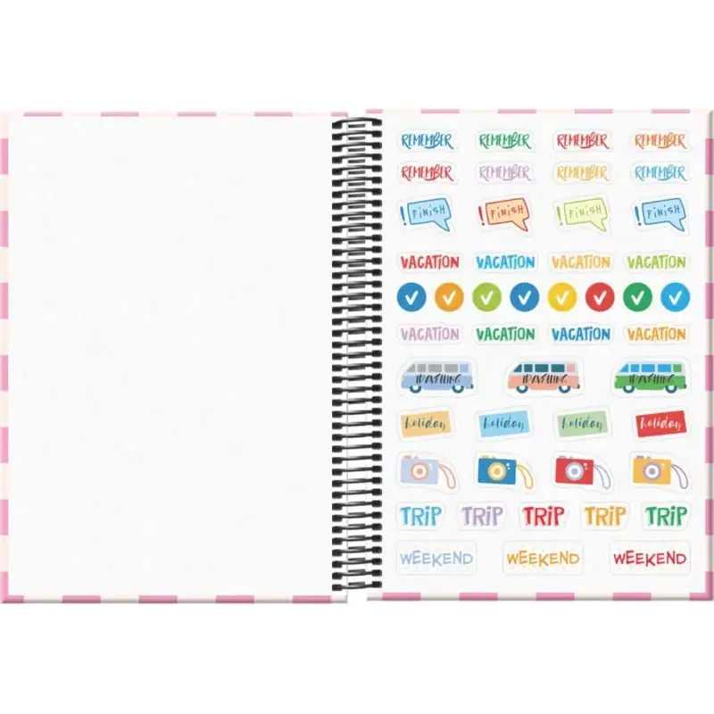 Dohe Cherry Agenda Escolar 25/26 Espiral A5 - Semana Vista - Papel 70g/m2 - 4 Hojas de Pegatinas - Cubierta de Carton Plastifica