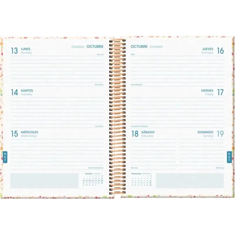 Dohe Bubbles Agenda Escolar 25/26 Espiral A5 - Semana Vista - Papel 70g/m2 - 4 Hojas de Pegatinas - Cubierta de Carton Plastific