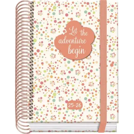 Dohe Bubbles Agenda Escolar 25/26 Espiral A6 - Dia Pagina - Papel 70g/m2 - 4 Hojas de Pegatinas - Cubierta de Carton Plastificad