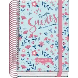 Dohe Blossom Agenda Escolar 25/26 Espiral A6 - Dia Pagina - Papel 70g/m2 - 4 Hojas de Pegatinas - Cubierta de Carton Plastificad