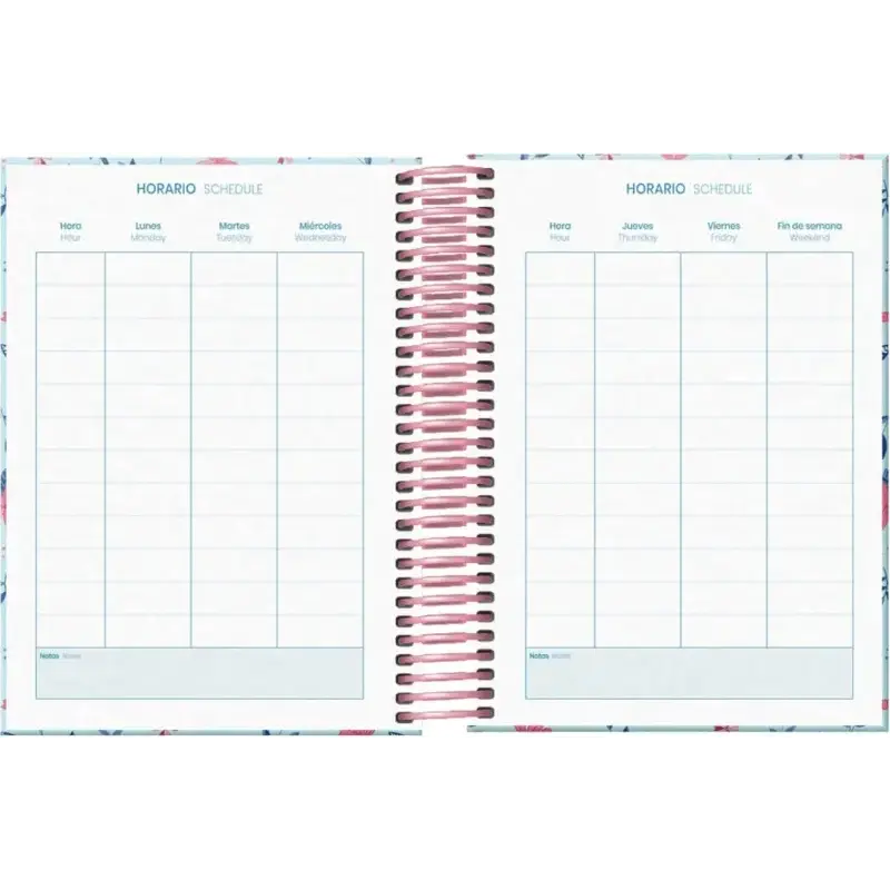 Dohe Blossom Agenda Escolar 25/26 Espiral A6 - Dia Pagina - Papel 70g/m2 - 4 Hojas de Pegatinas - Cubierta de Carton Plastificad