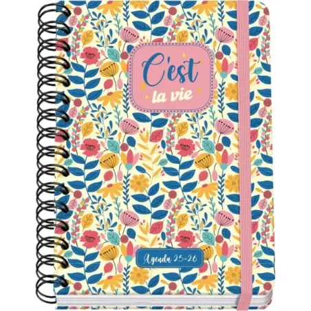 Dohe C´est la Vie Agenda Escolar 25/26 Espiral Wire’o A5 - Semana Vista - Papel 80g/m2 - 4 Hojas de Pegatinas - Cubierta de Cart