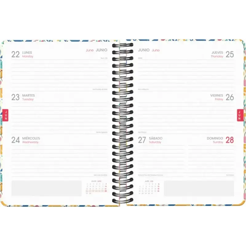 Dohe C´est la Vie Agenda Escolar 25/26 Espiral Wire’o A5 - Semana Vista - Papel 80g/m2 - 4 Hojas de Pegatinas - Cubierta de Cart