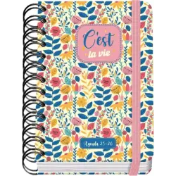 Dohe C´est la Vie Agenda Escolar 25/26 Espiral Wire’o A6 - Dia Pagina - Papel 80g/m2 - 4 Hojas de Pegatinas - Cubierta de Carton