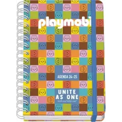 Dohe Playmobil Unite As One Agenda Escolar 25/26 Espiral Wire’o A5 - Semana Vista - Papel 80g/m2 - 4 Hojas de Pegatinas - Cubier
