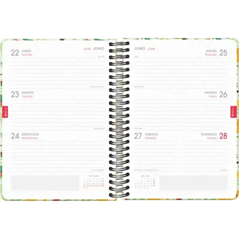 Dohe WWF Tropic Agenda Escolar 25/26 Espiral Wire’o A5 - Semana Vista - Papel 80g/m2 - 4 Hojas de Pegatinas - Cubierta de Carton