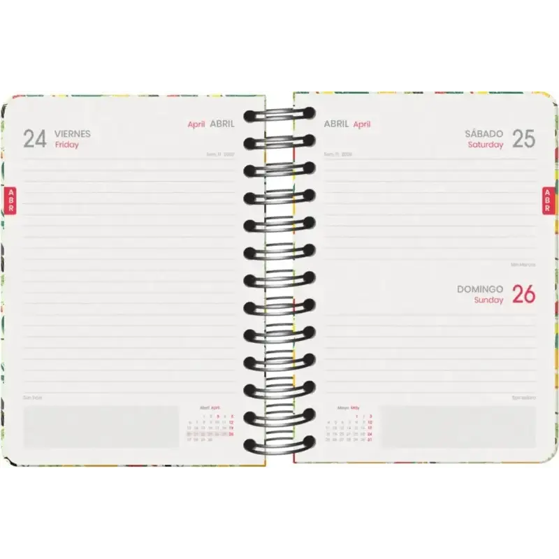 Dohe WWF Tropic Agenda Escolar 25/26 Espiral Wire’o A6 - Dia Pagina - Papel 80g/m2 - 4 Hojas de Pegatinas - Cubierta de Carton P