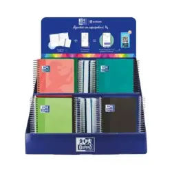 Oxford Basicos Expositor de 38 Agendas Escolares 25/26 Espiral - Incluye Agendas de Dia Pagina y Semana Vista - Diseños Surtidos