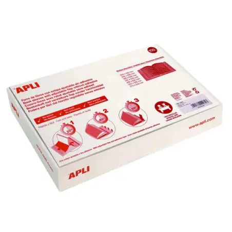 Apli Caja de 100 Forros para Libros 290mm PVC 130 micras - Solapa Autoajustable - Facil Forrado en 3 Pasos - Transparente | Ahor