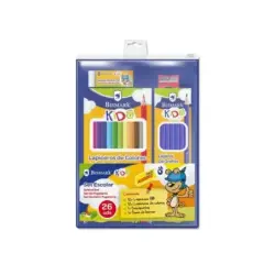 Bismark Pack Escolar con 12 Lapices HB, 12 Lapices de Colores, Afilalapiz y Goma de Borrar | Ahorro Imprimiendo