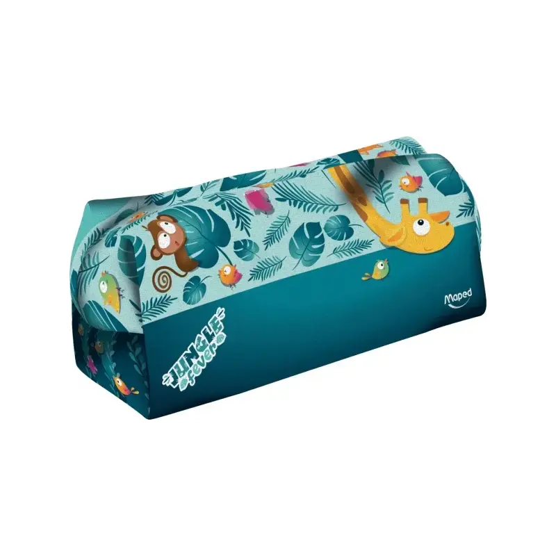 Maped Jungle Fever Bebes Estuche de Tela con 12 Lapices de Colores Jumbo Jungle Fever (A partir de 2 años) y 12 Rotuladores de C