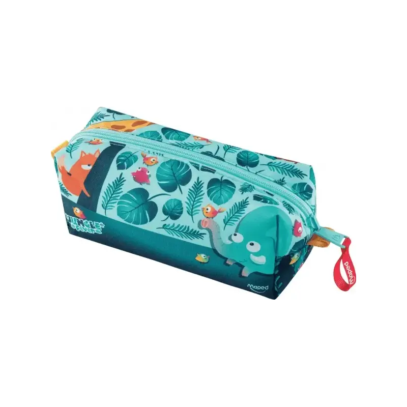 Maped Jungle Fever Bebes Estuche de Tela con 12 Lapices de Colores Jumbo Jungle Fever (A partir de 2 años) y 12 Rotuladores de C