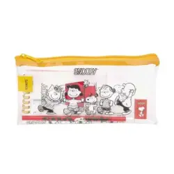 Safta Snoopy Pack Escolar con Portatodo de PVC - Cierre ZIP - Regla 15cm - 2 Lapices - Sacapuntas - Goma - Bloc de Notas con 70
