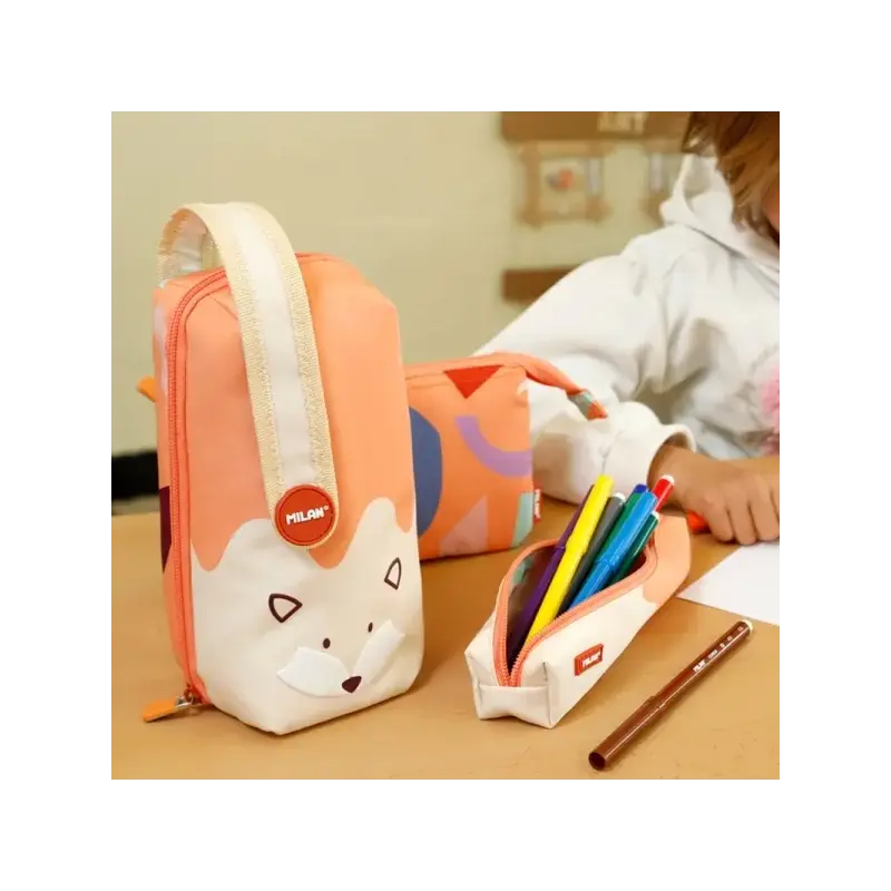 Milan Fun Animals Pack de 4 Estuches con Contenido de Serie - Contenido: Goma de Borrar, 2 Sacapuntas, Lapiz, 1 Boligrafo Sway A