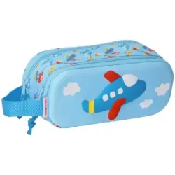 Safta Avion Portatodo - Cremallera - Asa Lateral - Color Azul Claro | Ahorro Imprimiendo