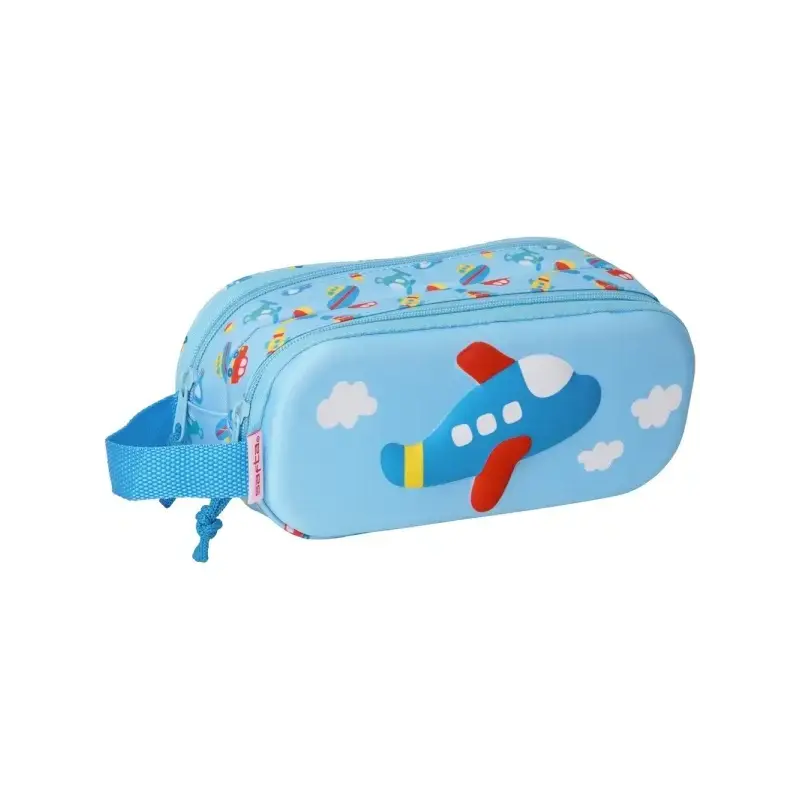 Safta Avion Portatodo - Cremallera - Asa Lateral - Color Azul Claro | Ahorro Imprimiendo