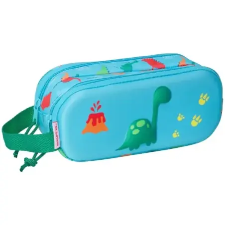 Safta Dino Portatodo - 2 Compartimentos con Cremalleras - Asa Lateral - Color Azul | Ahorro Imprimiendo