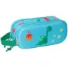 Safta Dino Portatodo - 2 Compartimentos con Cremalleras - Asa Lateral - Color Azul | Ahorro Imprimiendo