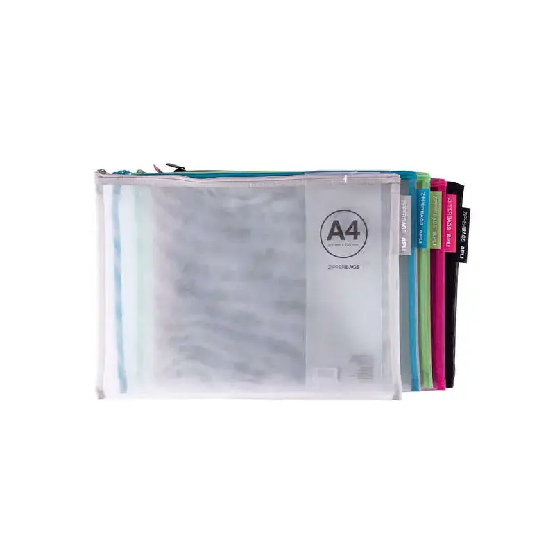 Apli Sobres Porta-Todo Nylon Transpirable A4 - Tacto Agradable, Portatiles, Resistentes y Duraderos - Ideal para Documentos, Equ