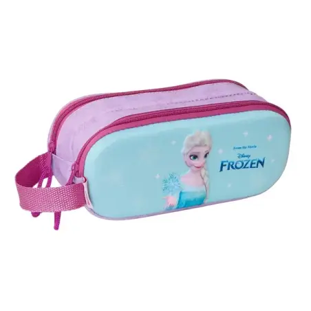 Safta Frozen Estuche Portatodo 3D - 2 Compartimentos - Asa de Mano - 21x8x6cm - Color Rosa/Azul | Ahorro Imprimiendo