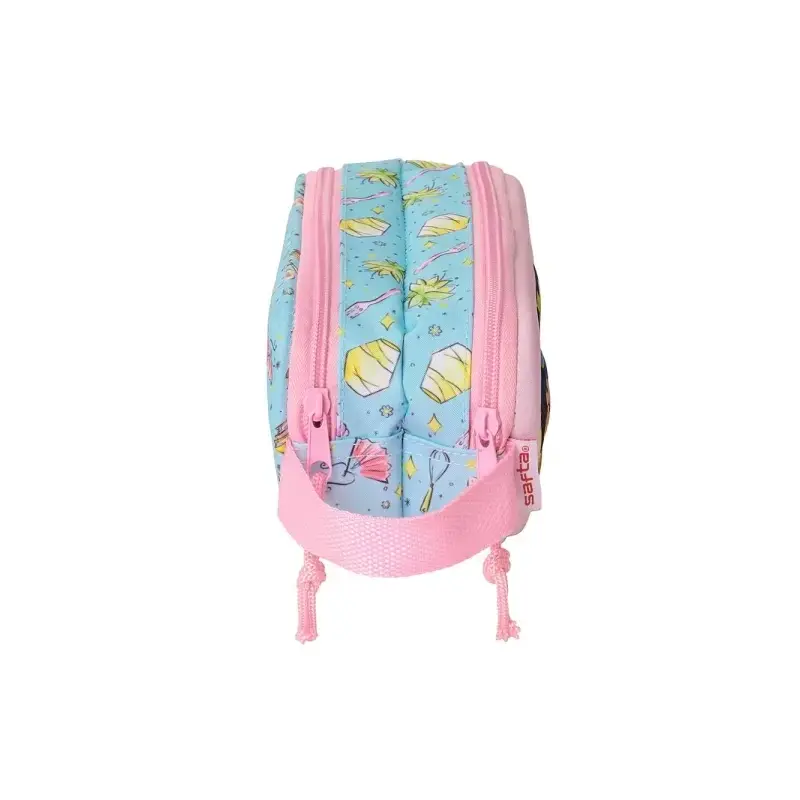 Safta Princesas Disney Estuche Portatodo 3D de 1L - 2 Compartimentos - Cierre de Cremallera - Asa de Mano - 21x8x6cm - Color Azu