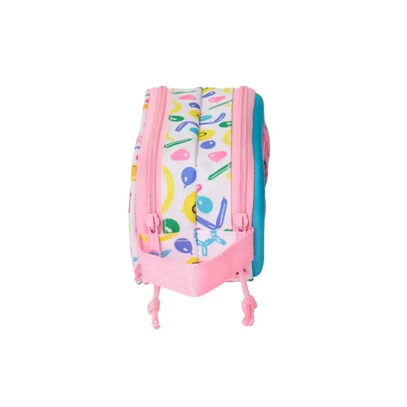 Safta Peppa Pig Estuche Portatodo 3D de 1L - 2 Compartimentos - Cierre de Cremallera - Asa de Mano - 21x8x6cm - Color Blanco y A