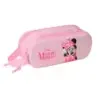 Safta Minnie Mouse Estuche Portatodo 3D de 1L - 2 Compartimentos - Cierre de Cremallera - Asa de Mano - 21x8x6cm - Color Rosa Pa