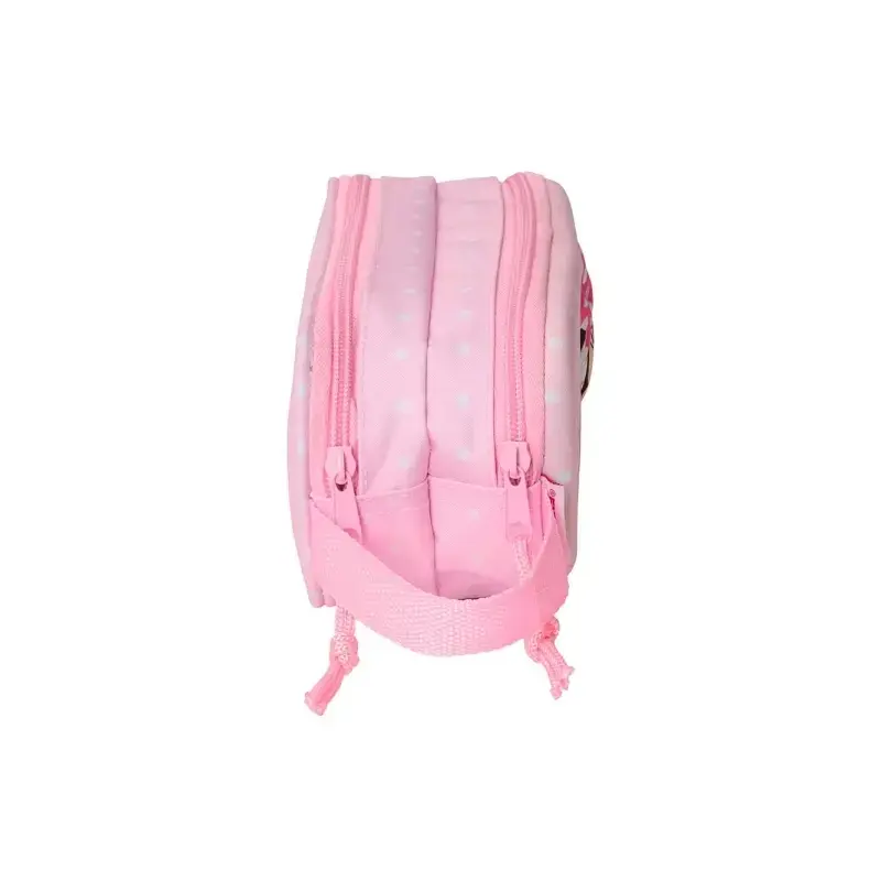 Safta Minnie Mouse Estuche Portatodo 3D de 1L - 2 Compartimentos - Cierre de Cremallera - Asa de Mano - 21x8x6cm - Color Rosa Pa