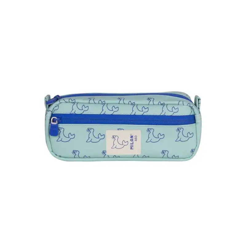 Milan Coleccion 460 Portatodo Rectangular - 2 Compartimentos con Cremallera - Color Verde/Azul | Ahorro Imprimiendo