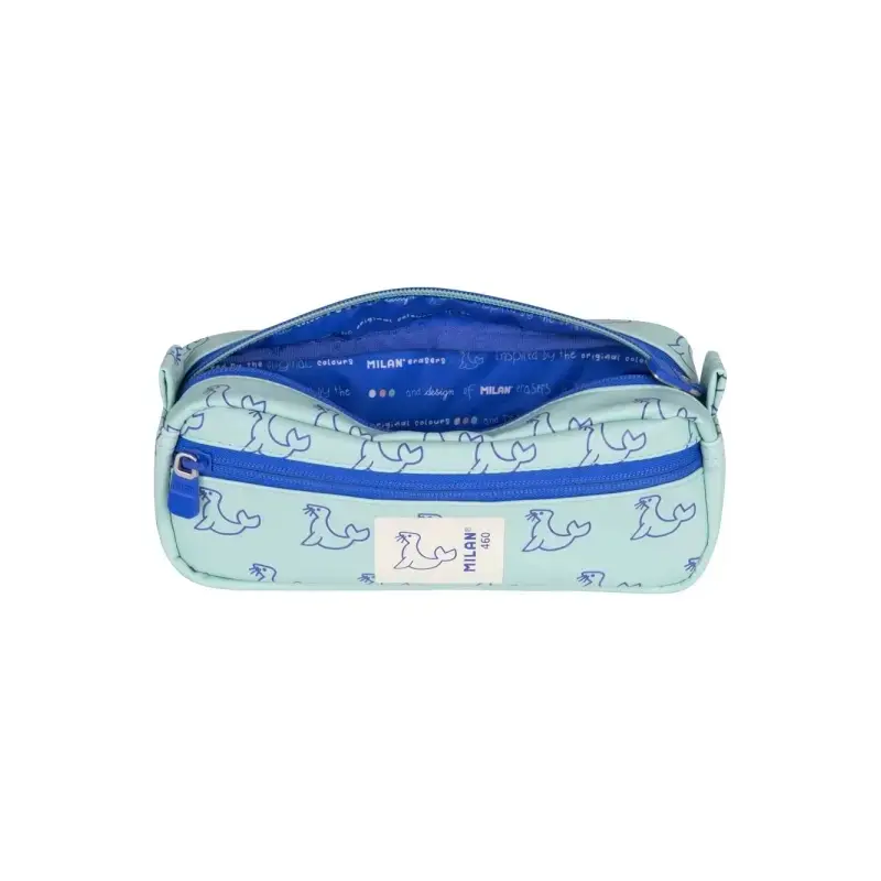 Milan Coleccion 460 Portatodo Rectangular - 2 Compartimentos con Cremallera - Color Verde/Azul | Ahorro Imprimiendo