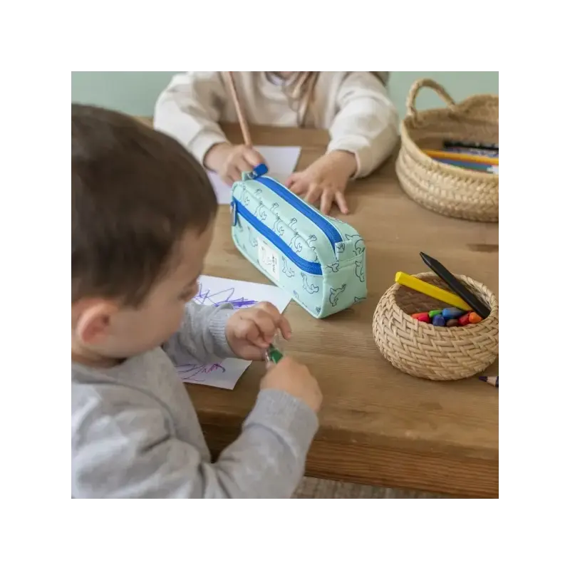 Milan Coleccion 460 Portatodo Rectangular - 2 Compartimentos con Cremallera - Color Verde/Azul | Ahorro Imprimiendo