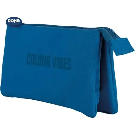 Dohe Colour Vibes Portatodo Triple - Cierre Doble con Cremallera y Tirador de Goma - Color Azul | Ahorro Imprimiendo