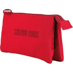 Dohe Colour Vibes Portatodo Triple - Cierre Doble con Cremallera y Tirador de Goma - Color Rojo | Ahorro Imprimiendo