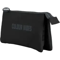 Dohe Colour Vibes Portatodo Triple - Cierre Doble con Cremallera y Tirador de Goma - Color Negro | Ahorro Imprimiendo