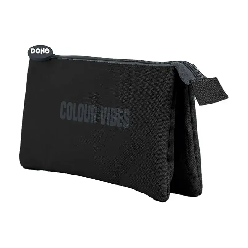 Dohe Colour Vibes Portatodo Triple - Cierre Doble con Cremallera y Tirador de Goma - Color Negro | Ahorro Imprimiendo