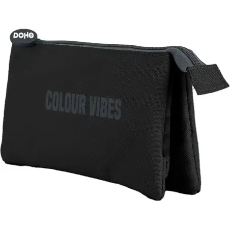Dohe Colour Vibes Portatodo Triple - Cierre Doble con Cremallera y Tirador de Goma - Color Negro | Ahorro Imprimiendo