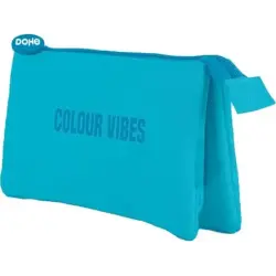 Dohe Colour Vibes Portatodo Triple - Cierre Doble con Cremallera y Tirador de Goma - Color Azul Cyan | Ahorro Imprimiendo